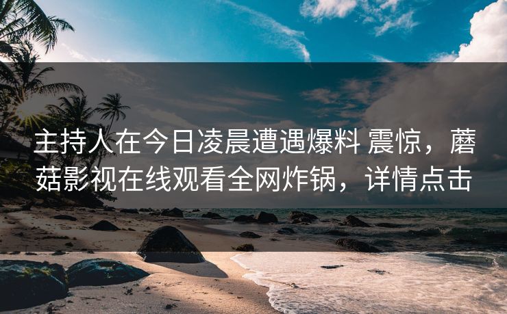主持人在今日凌晨遭遇爆料 震惊,蘑菇影视在线观看全网炸锅,详情点击 主持人在今日凌晨遭遇爆料 震惊,蘑菇影视在线观看全网炸锅,详情点击